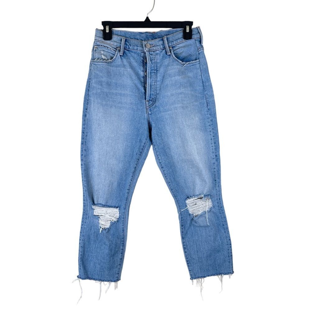 Mother denim jeans Easy Does It distressed high rise light blue, fit size 27